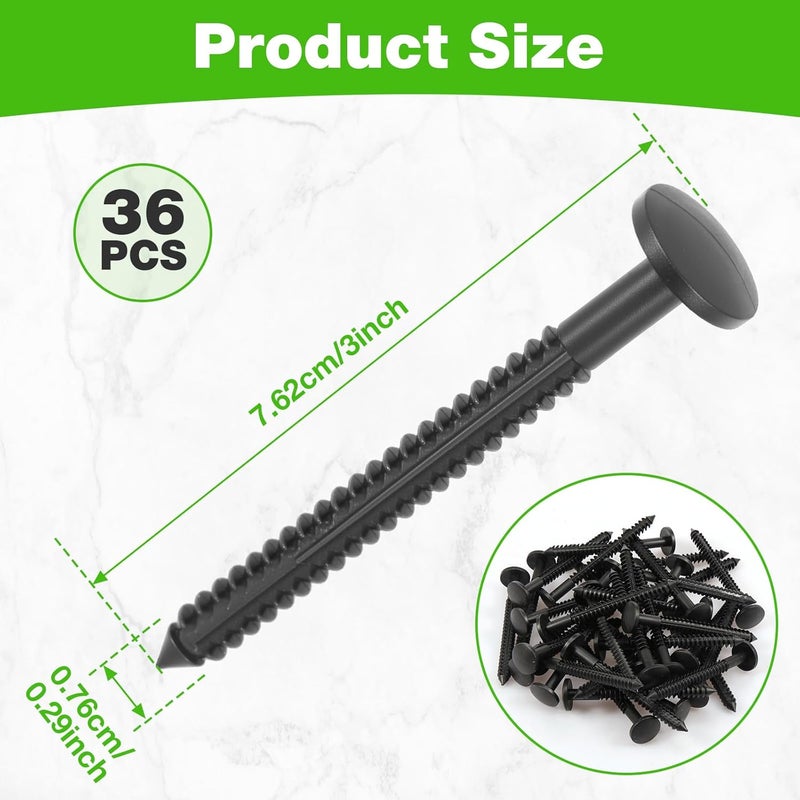 FAMIWIN 36 PCS Vinyl Shutter Fasteners Window Panel Peg Black, 3 Inch Outside Windows Schutters Lok Pin Pegs Screws Spikes Anchor - Image 2